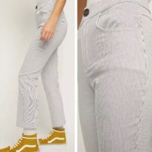 Free People Florence Crop Flare Pants Railroad Stripe White Size XS